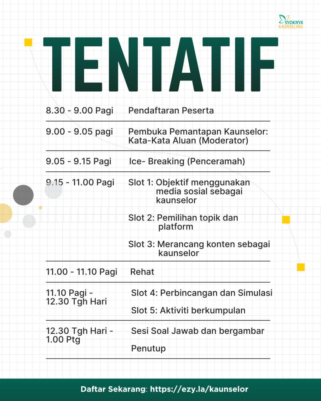 Butiran Tarikh Masa Yuran Webinar