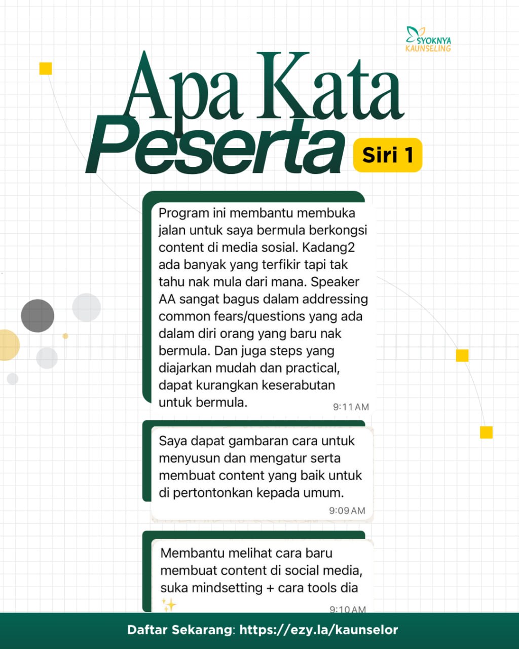 Apa Kata Peserta Siri 1 Syoknya Kaunseling